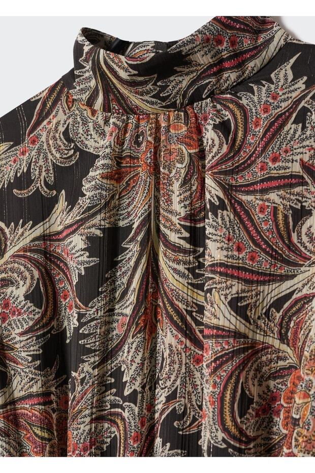 Paisley Desenli Elbise - 5