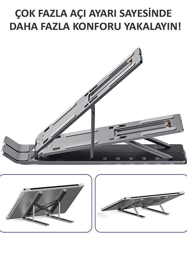 Laptop Yükseltici Stand Ayarlanabilir Macbook Notebook Altlık Metal Dizüstü Bilgisayar Tutucu - 3