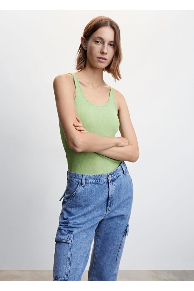 Askılı Fitilli Tişört - 1