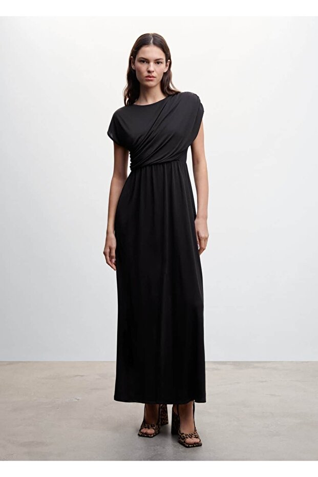 Drape Detaylı Elbise - 2