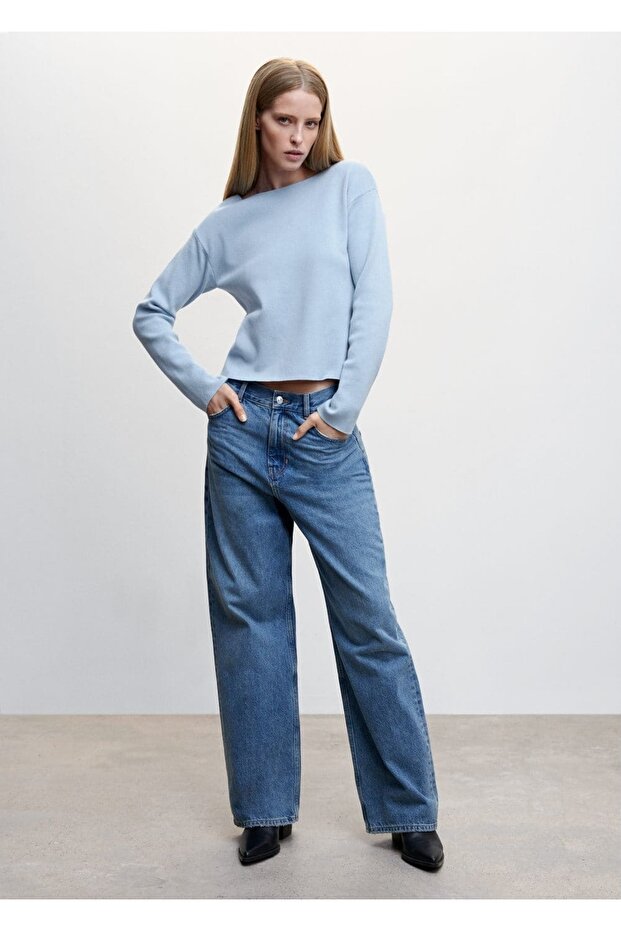 Kayık Yaka Ince Triko Kazak - 2