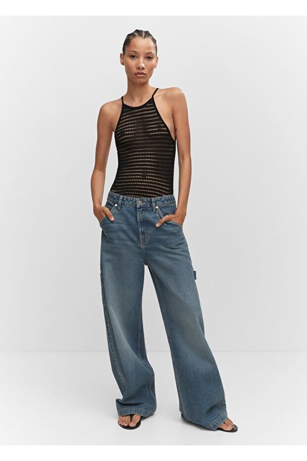 Halter Yaka Triko Bluz - 2