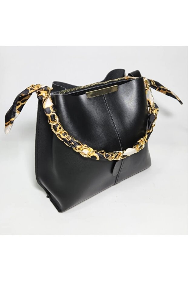 Women's Fairy Chain Accessory Soft Leather Bag Black