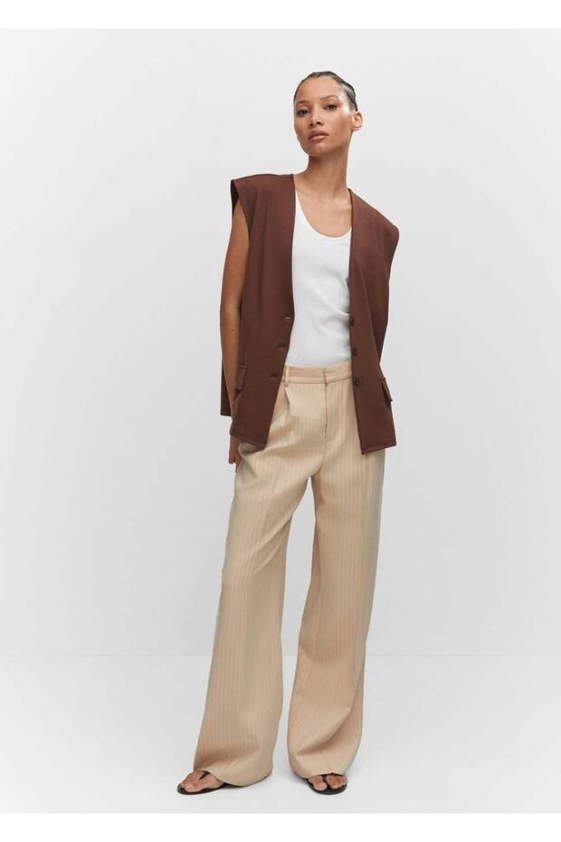 Düz Kesim Oversize Yelek - 2