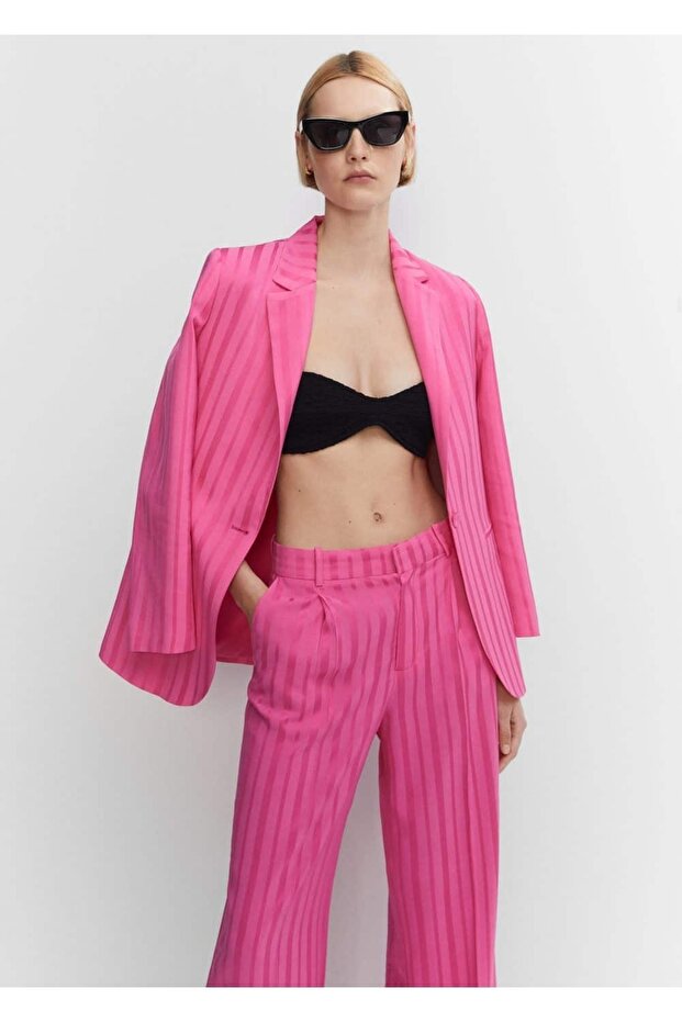 Çizgili kumaş blazer - 6