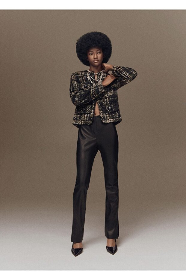 Deri Görünümlü Pantolon - 7