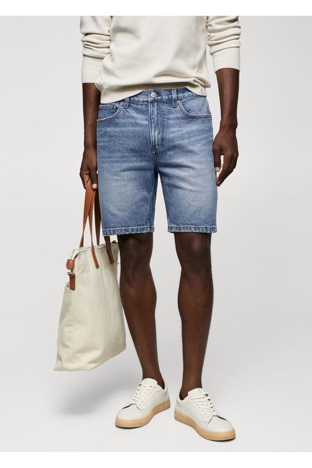 Regular fit denim bermuda şort - 1