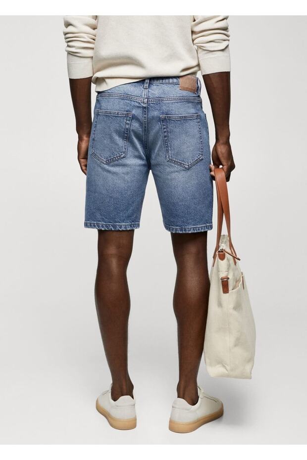Regular fit denim bermuda şort - 4