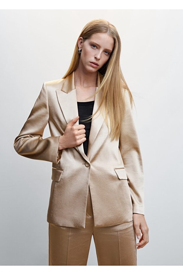 Saten Blazer Ceket - 1