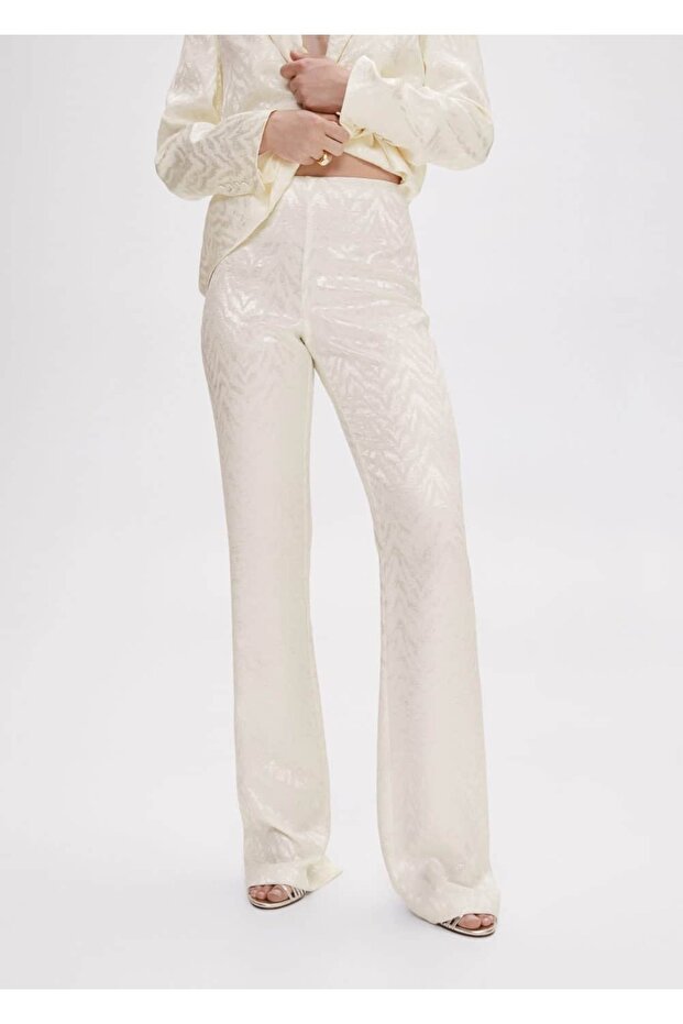 Jakarlı Kumaş Pantolon - 1