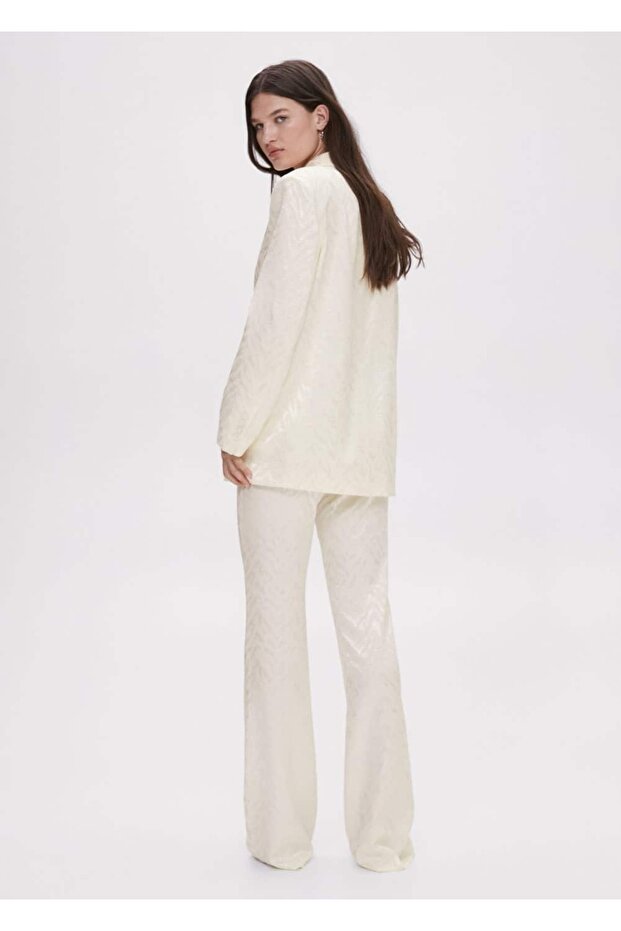 Jakarlı Kumaş Pantolon - 4