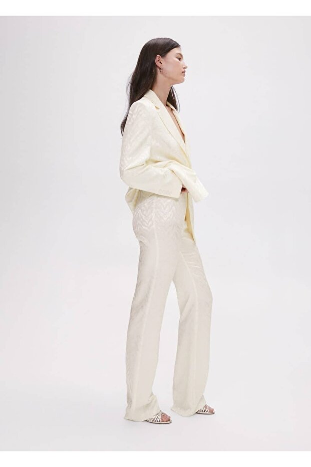 Jakarlı Kumaş Pantolon - 6