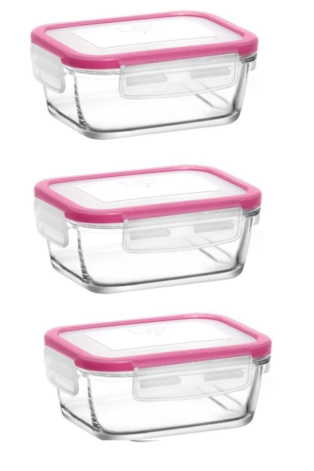 Storage Container 3 Pieces Glass Locking Storage Container Frs237 400cc