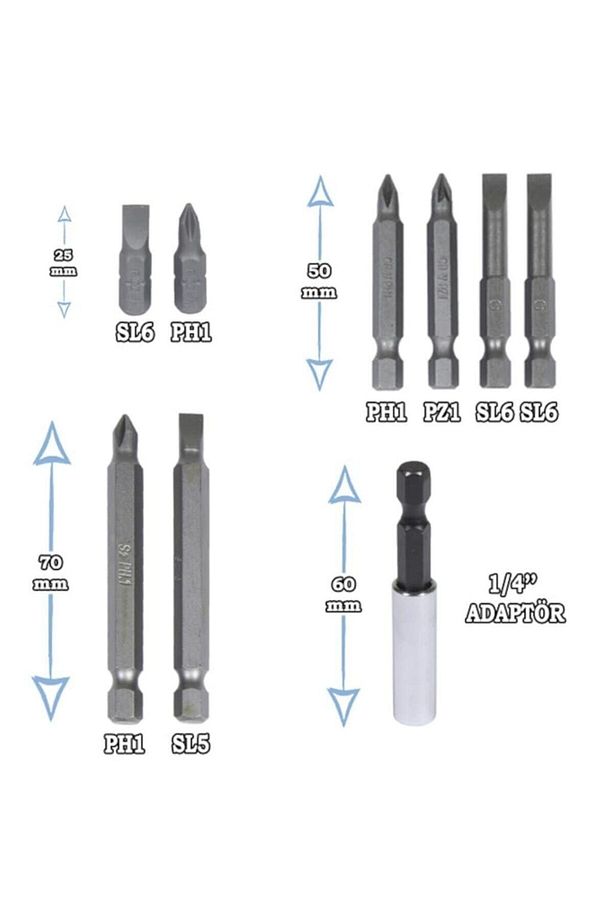 Bb1017 1/4 T Cırcırlı Tornavida Bits Set 10 Parça Hobi Tamir Seti - 3
