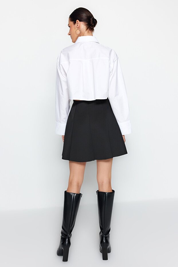 Czarna spódniczka Skater Mini Flounce z dzianiny TWOAW24ET00215 - 5