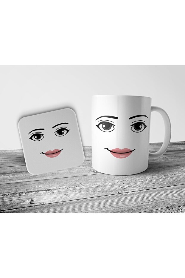 طقم كوب وقاعدة أكواب من Roblox Woman Face