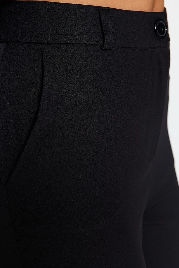Siyah Basic Cigarette Dar Paça Dokuma Kumaş Pantolon TWOSS19ST0038 - 10