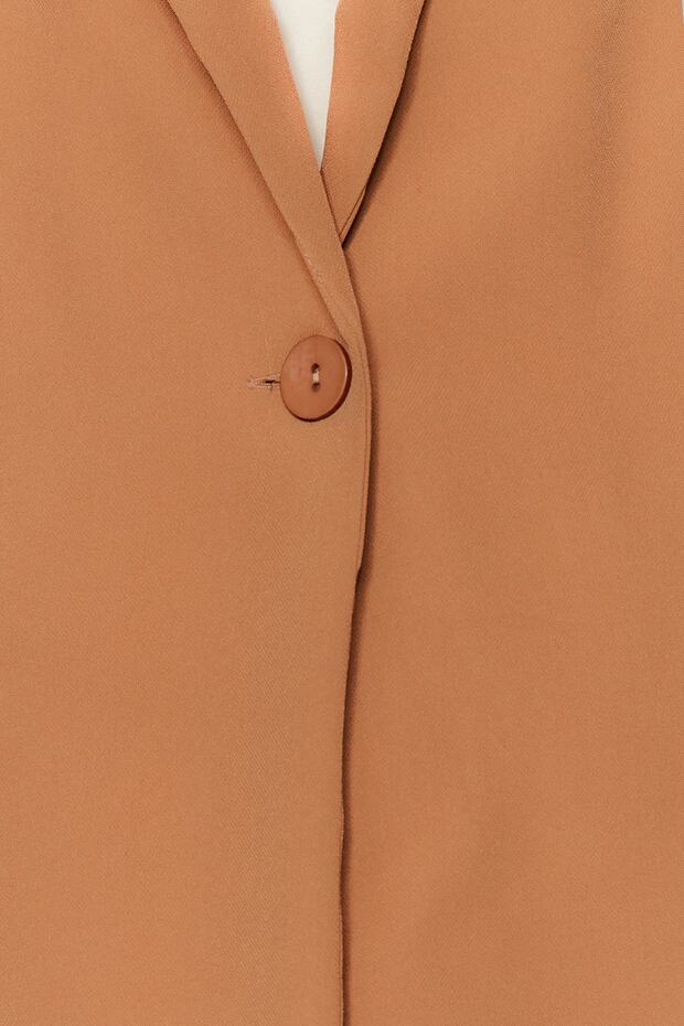 Camel Regular Astar Detaylı Dokuma Blazer Ceket TWOAW20CE0316 - 6