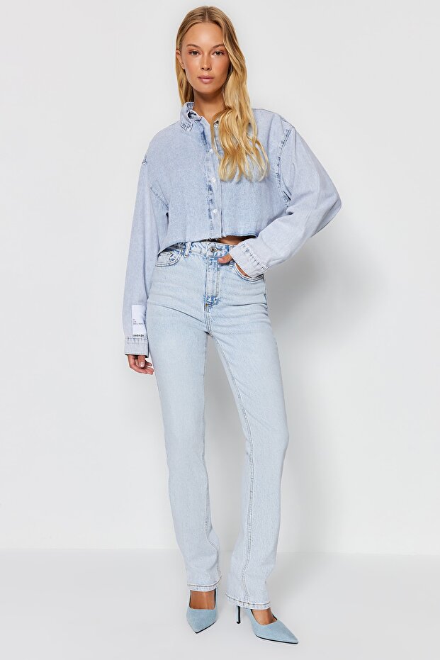 Açık Mavi More Sustainable Yüksek Bel Az Esnek Bootcut Jeans TWOAW23JE00657 - 5
