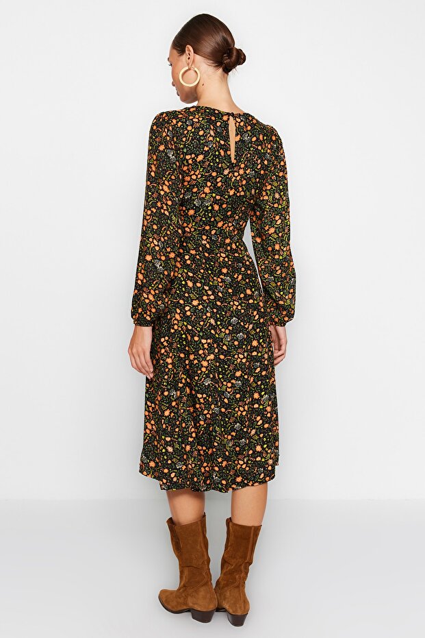 Vícebarevné tkané šaty s rozparkem TWOAW23EL00325 - 6