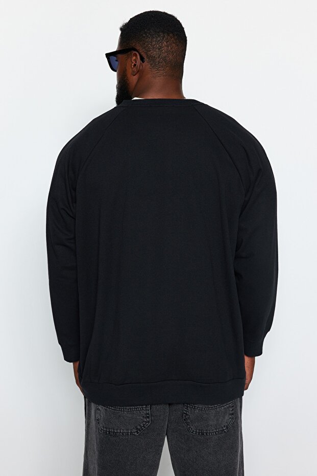 Черна блуза, широкa кройка, поларена подплата, велосипедна яка TMNAW24AO00007 - 5