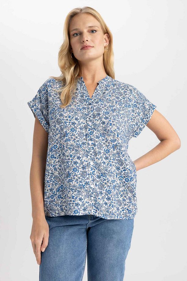 Regular Fit Bisiklet Yaka Kısa Kollu Gömlek - 3