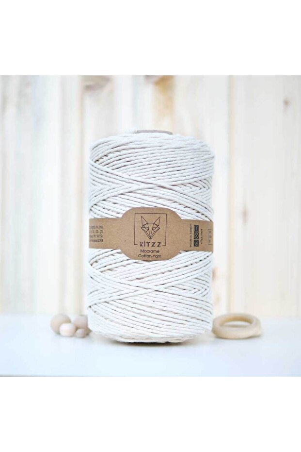 Ecru Single Twisted Cotton String Macrame String 3mm - 250Gram - 1