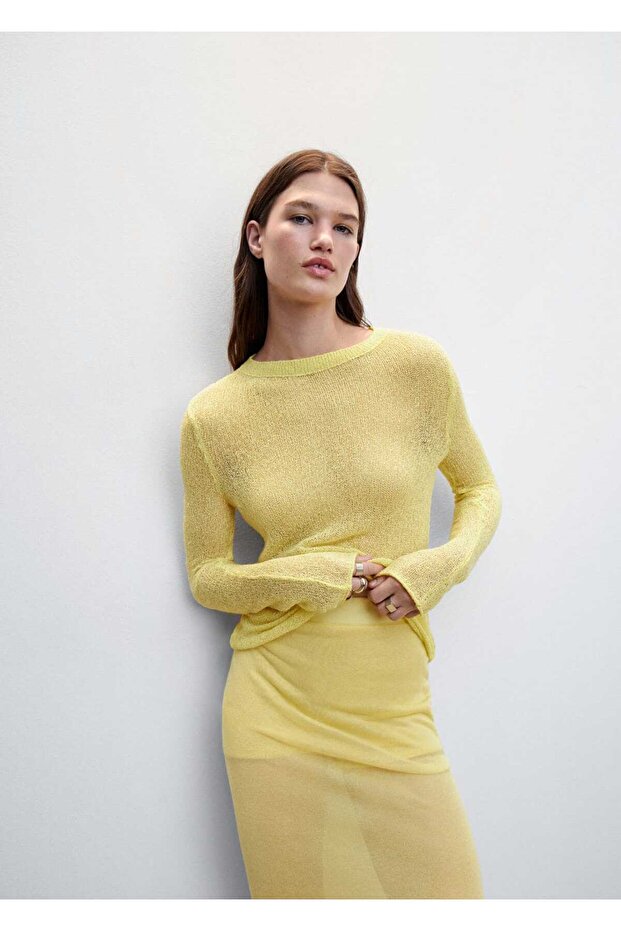 Yarı Şeffaf Triko Kazak - 7