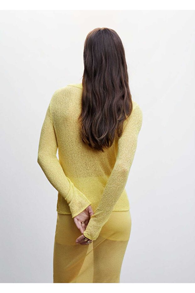 Yarı Şeffaf Triko Kazak - 4