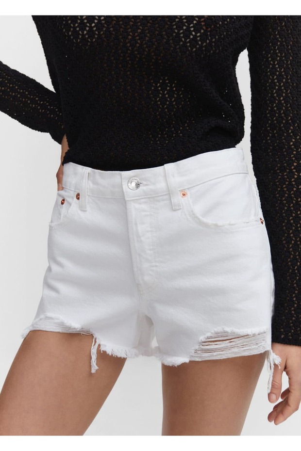 Yırtık denim şort - 18