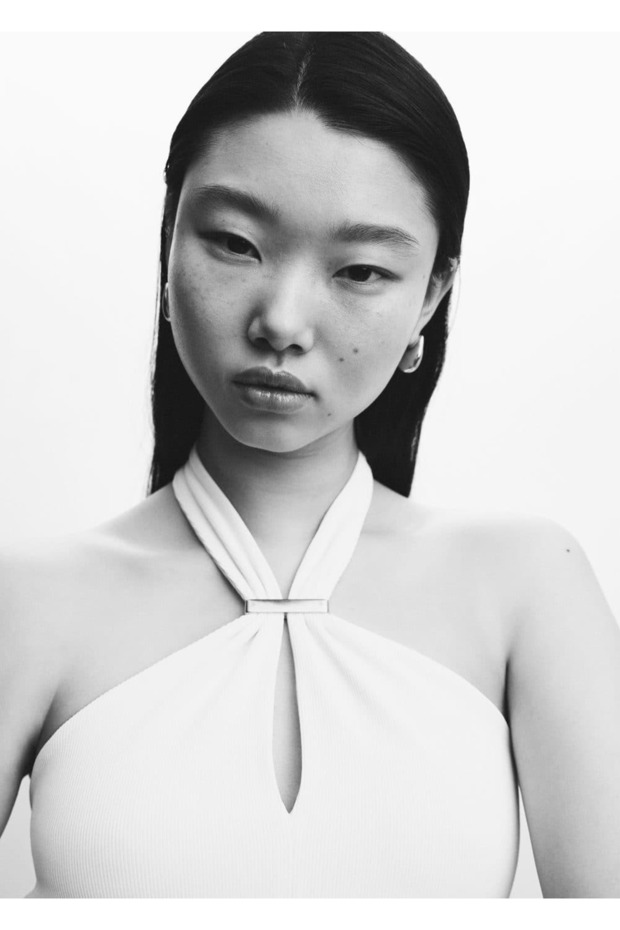 Metal Detaylı Halter Yaka Bluz - 18