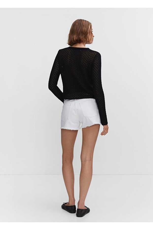 Yırtık denim şort - 11