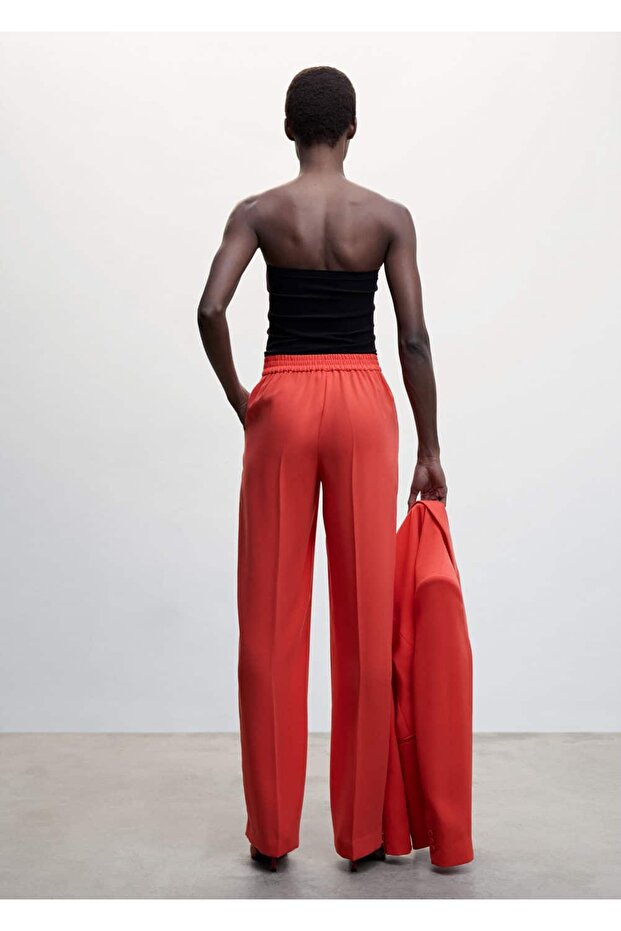 Wideleg Kumaş Pantolon - 12