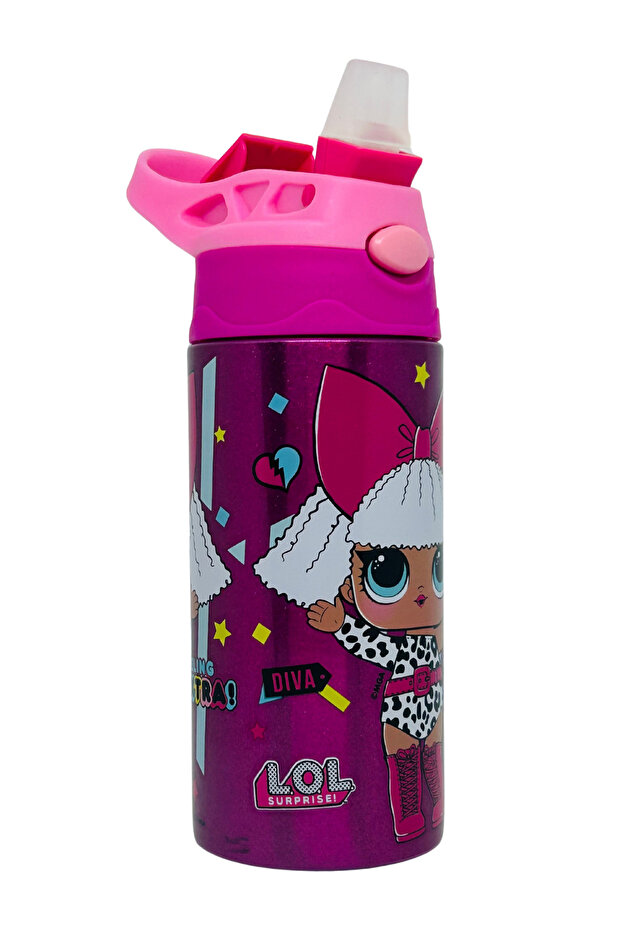 L.O.L Steel Thick School Water Bottle with Silicone Straw