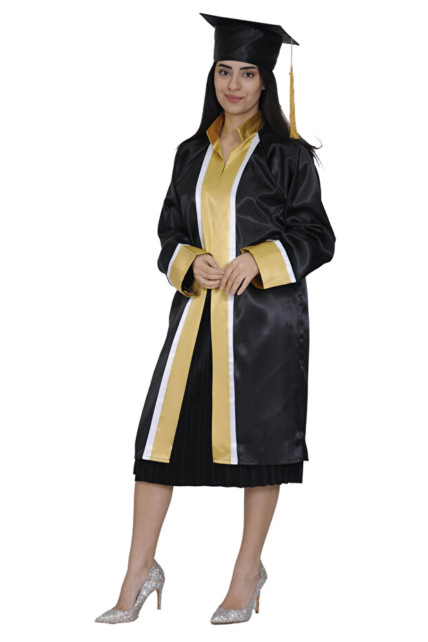 Graduation Cap Cube High School Black Gold White