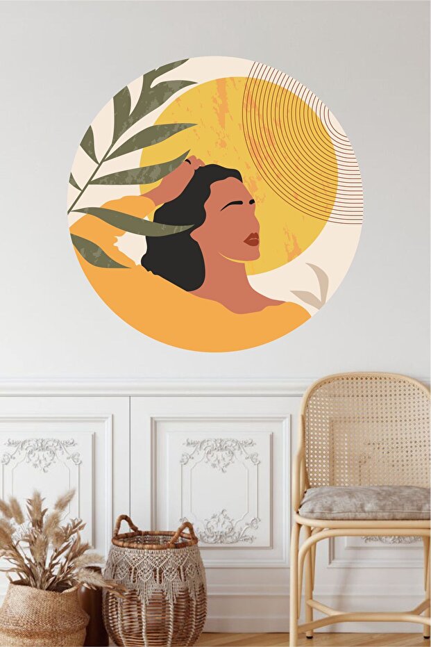 Summer Woman Bohemian Round Wall Sticker