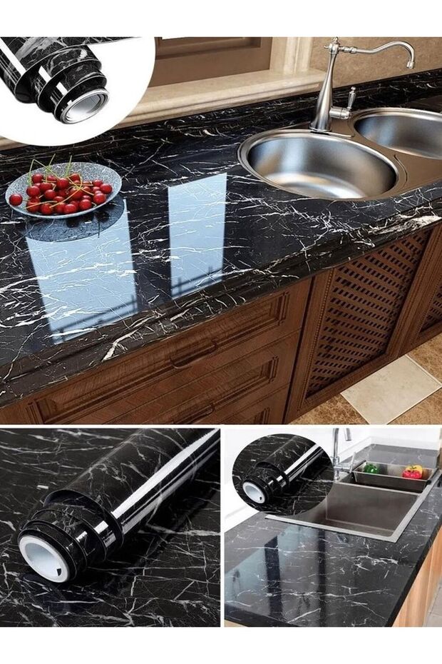 Black Adhesive Coating Paper with Marble Pattern 1 Meter
