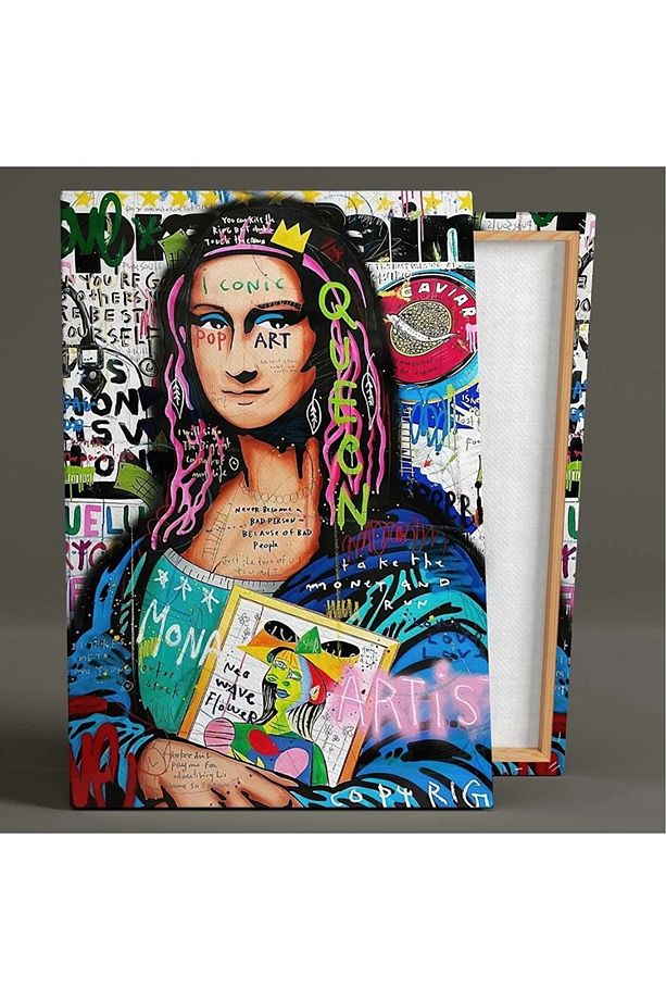 Mona Lisa Inci Küpeli Kız Ve Venüsün Doğuşu Grafiti Sokak Sanatı 3 Lü Set Kanvas Tablo AR030186 - 2