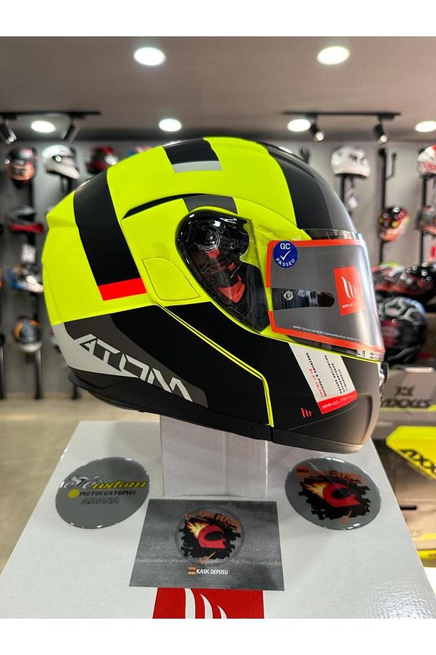 Helmets ATOM SV Gorex C3 Mat Flour Sarı Çene Açılır Kask - 1