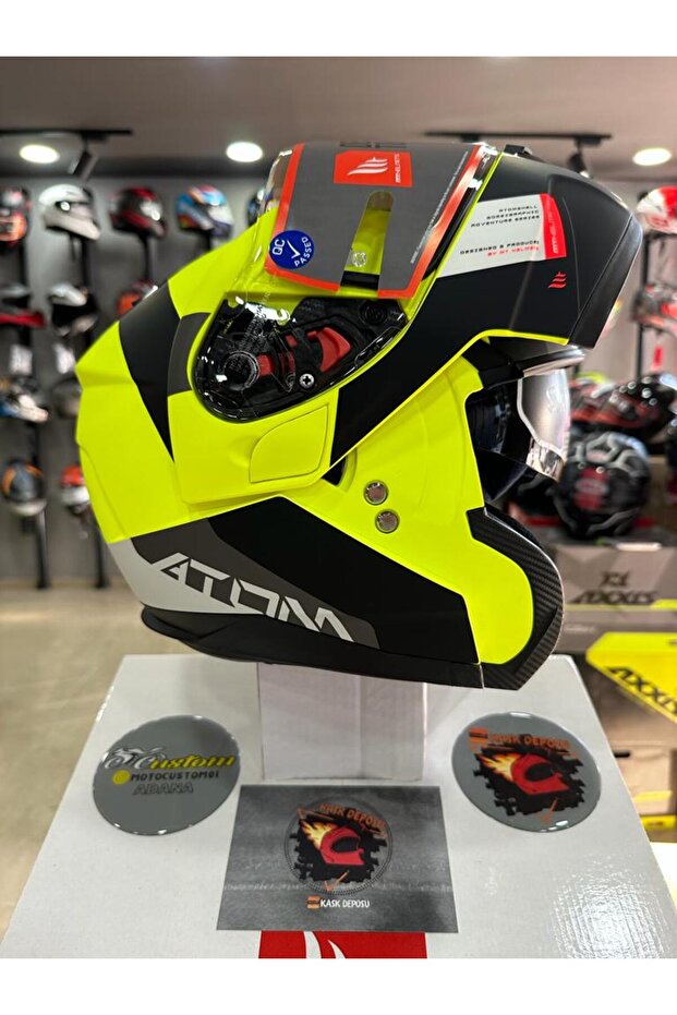 Helmets ATOM SV Gorex C3 Mat Flour Sarı Çene Açılır Kask - 2