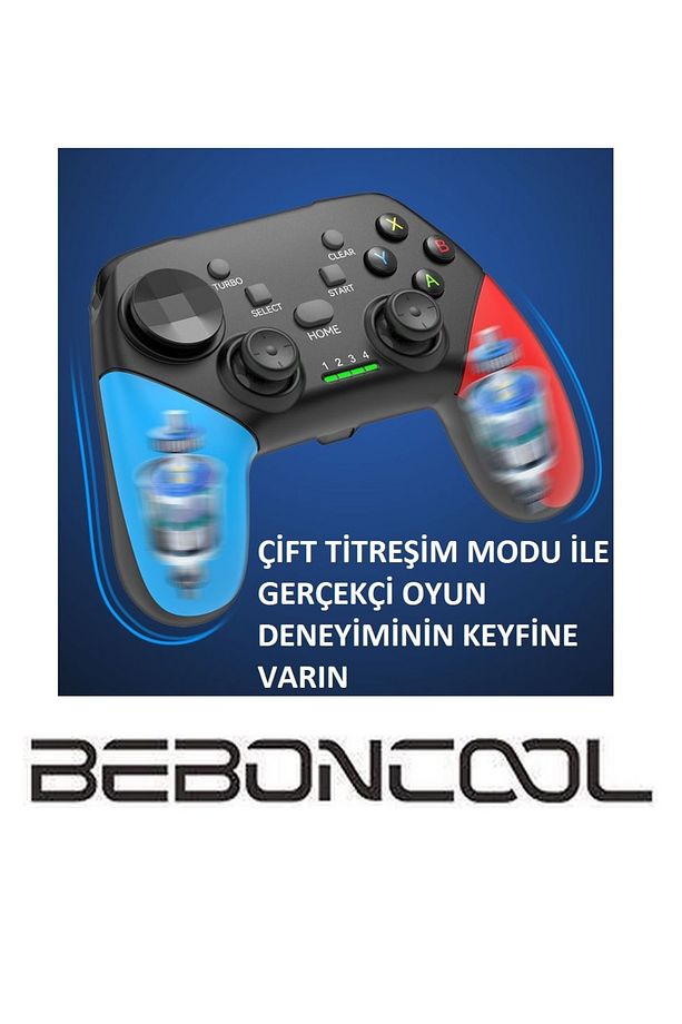 Telefon Tutuculu IOS-Android-TV BOX-PC-PS3-PS4 HOST-Switch Titreşimli Bluetooth Joystick - 6