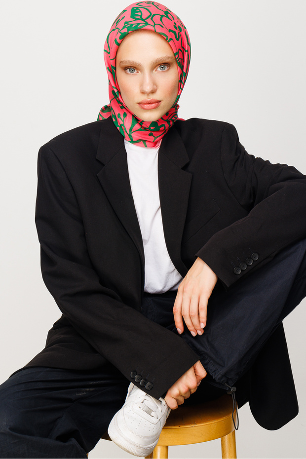 Eșarfă digitală moale cu model floral - 4