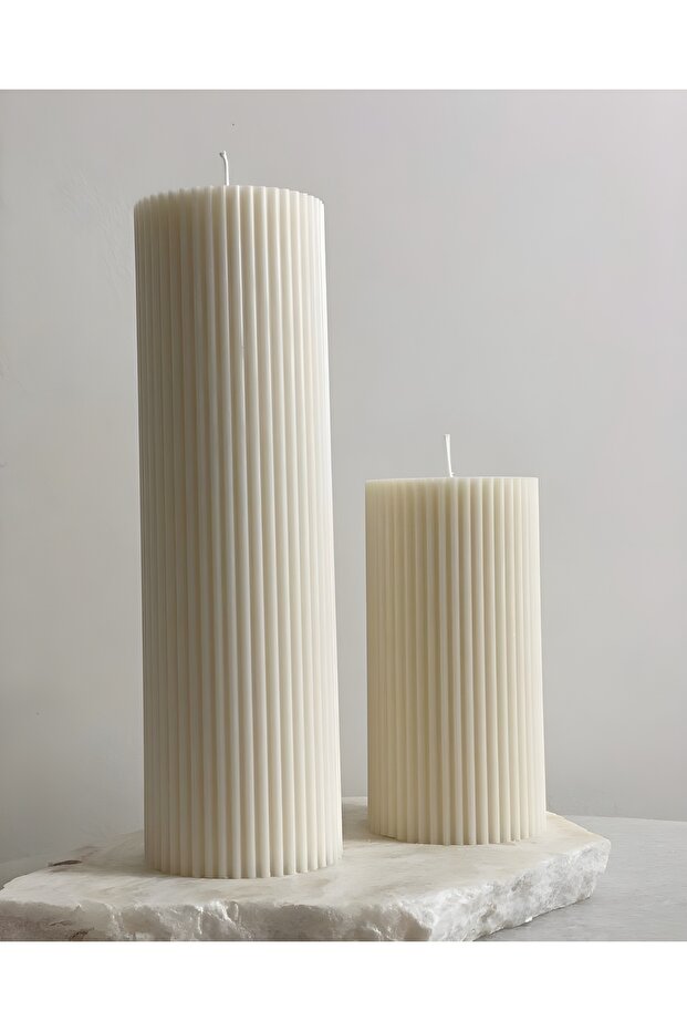Basic pillar 2'li decorative candle set (boy 15x5 - 7.5x5) - 4