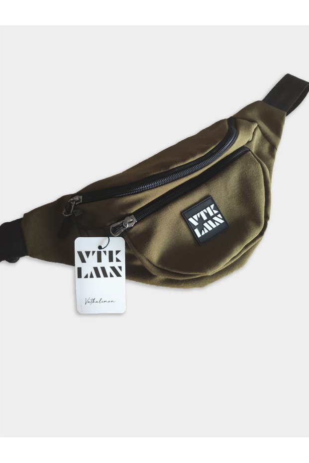 Unisex Khaki Colored Shoulder and Waist Bag