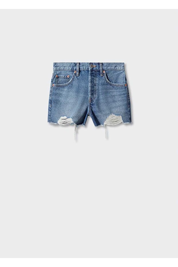 Yırtık denim şort - 15