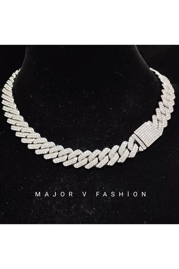 Ice Prong 14mm Cuban Chain Taşlı Kolye - 2