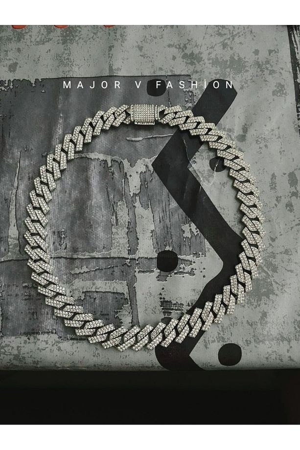 Ice Prong 14mm Cuban Chain Taşlı Kolye - 7