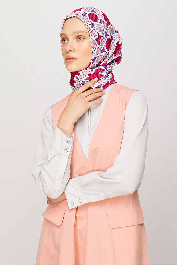 Şira Pattern Pleated Scarf - 4