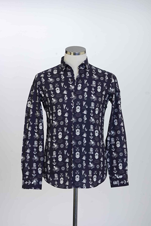 100% Cotton Patterned Printed Digital Men's Shirt PM3451R08
