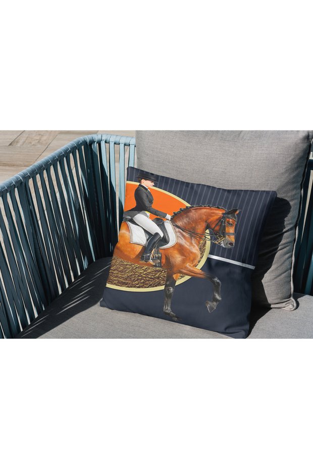 Throw Pillow Black Orange Horse and Equestrian Themed Throw Pillow Cover Pillow42
